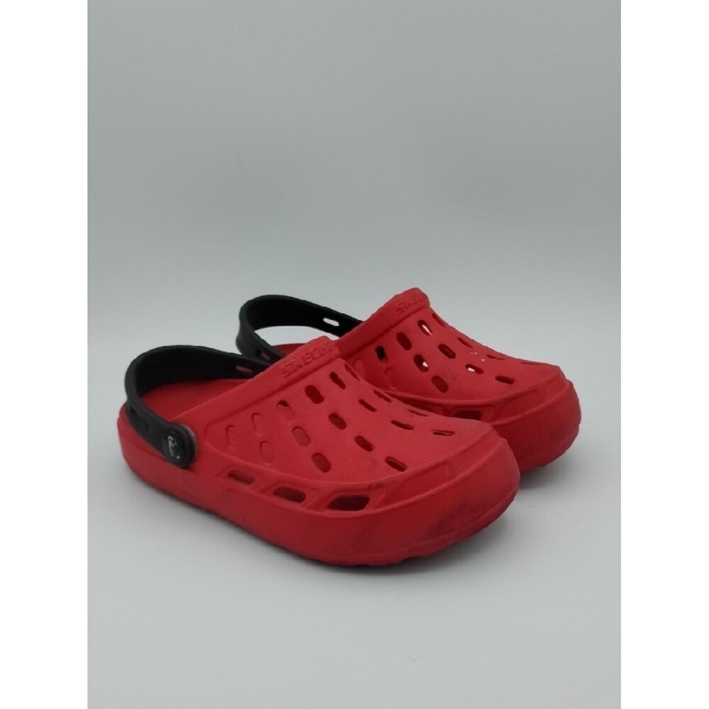 Skechers Kids Red Clog-Style Sandals with Black Heel Strap Size 1